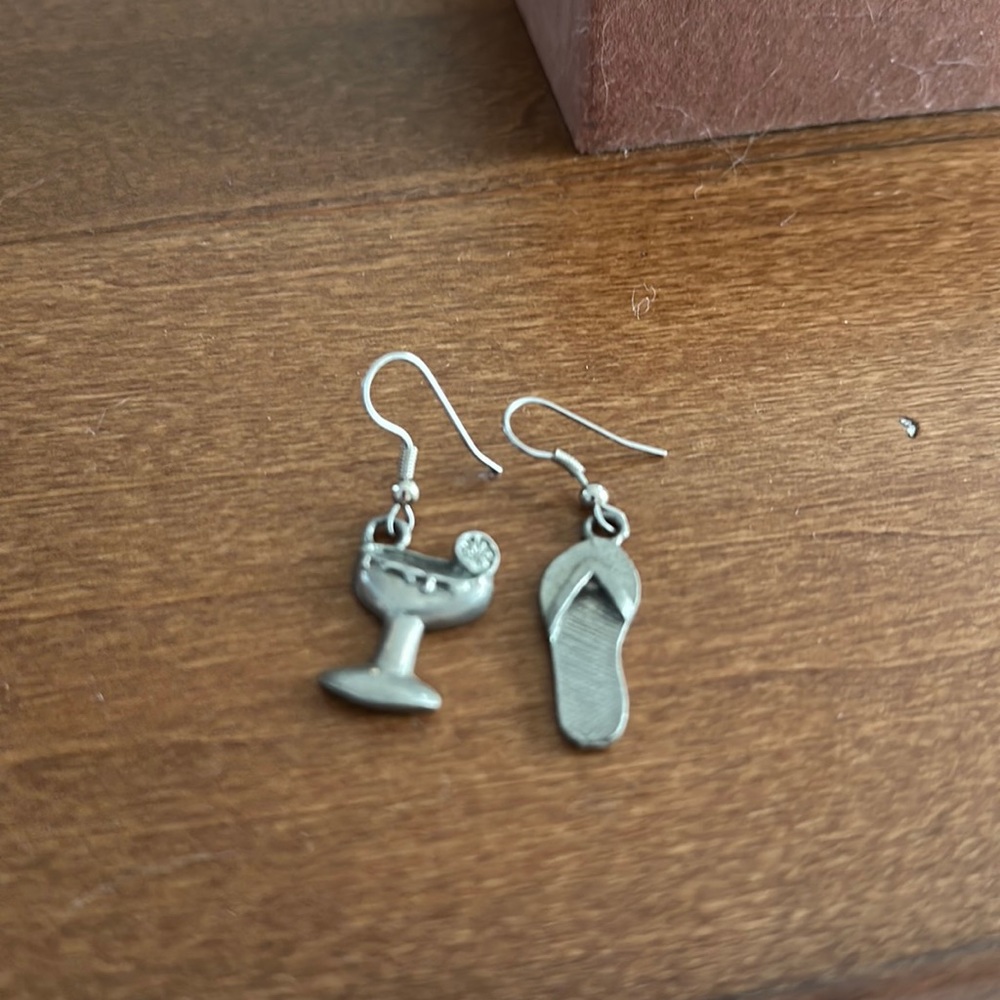 Fun sterling silver earrings -margarita and flip flop
